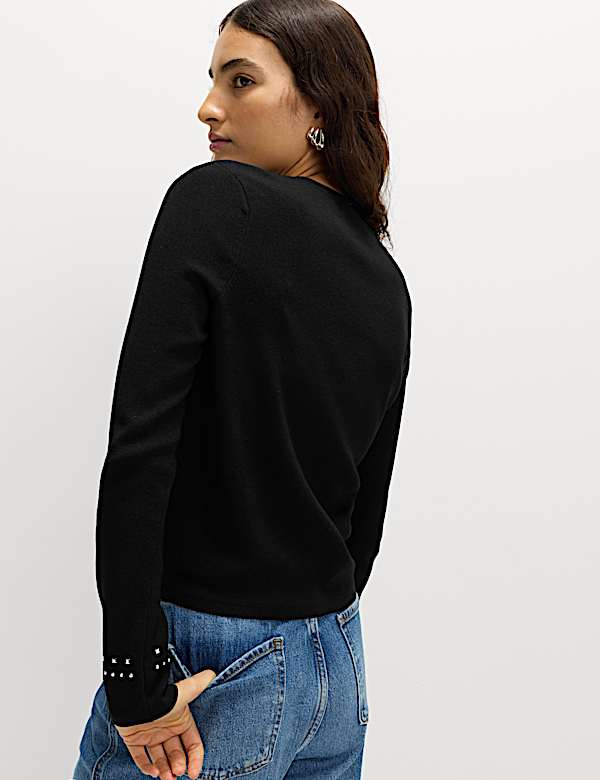 Stud Embellished Crew Neck Jumper - CY