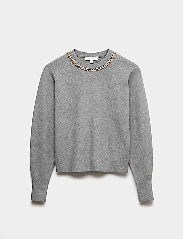 Ribbed Crew Neck Jumper - GR