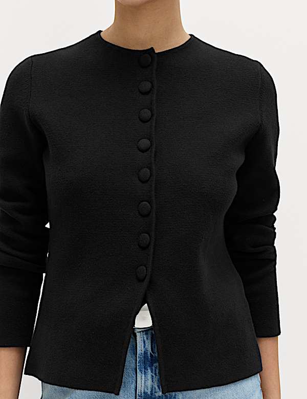 Dzianinowa marynarka slim fit z przewagą bawełny - PL