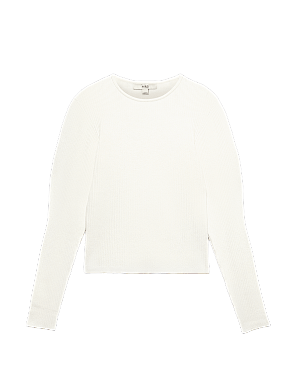 Ribbed Crew Neck Fitted Knitted Top