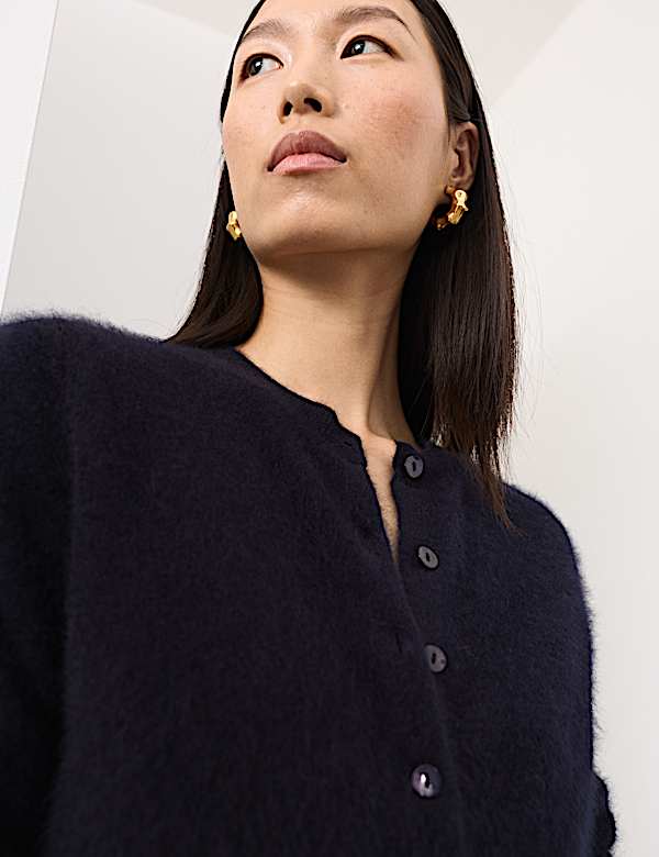 Wool Rich Relaxed Cardigan with Cashmere - DK