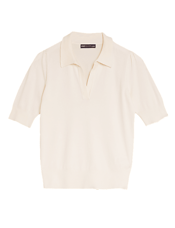 Polo Neck Short Sleeve Knitted Top