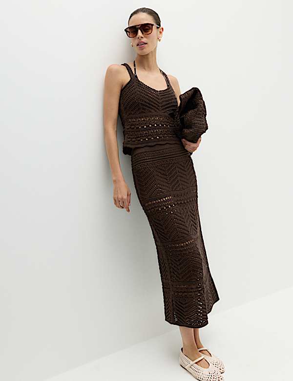 Cotton Rich Pointelle Scallop Edge Knitted Vest - BG