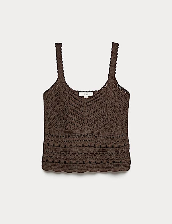 Cotton Rich Pointelle Scallop Edge Knitted Vest - BG