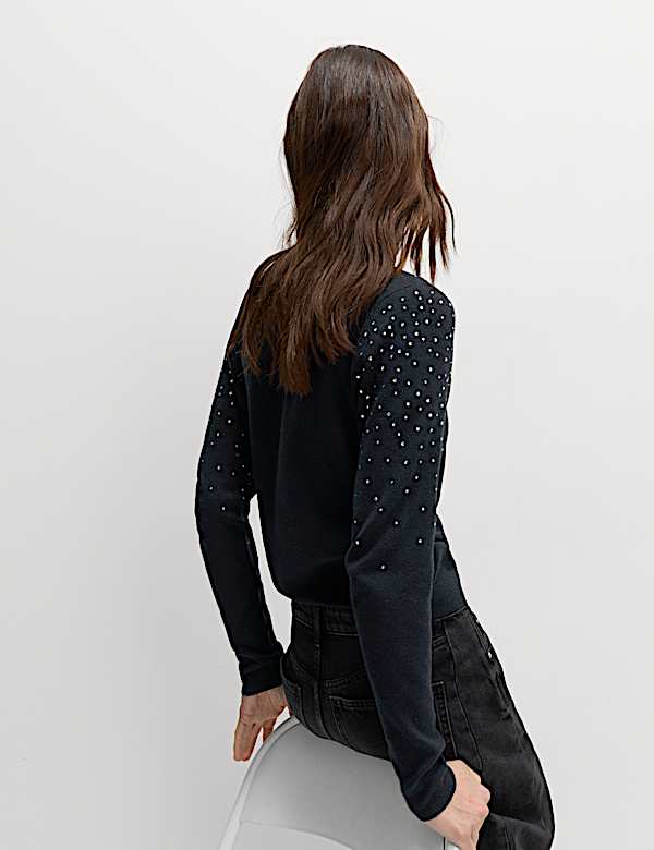 Embellished Crew Neck Jumper - BE