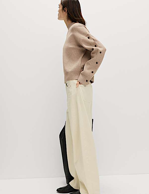 Soft Touch Funnel Neck Button Detail Jumper