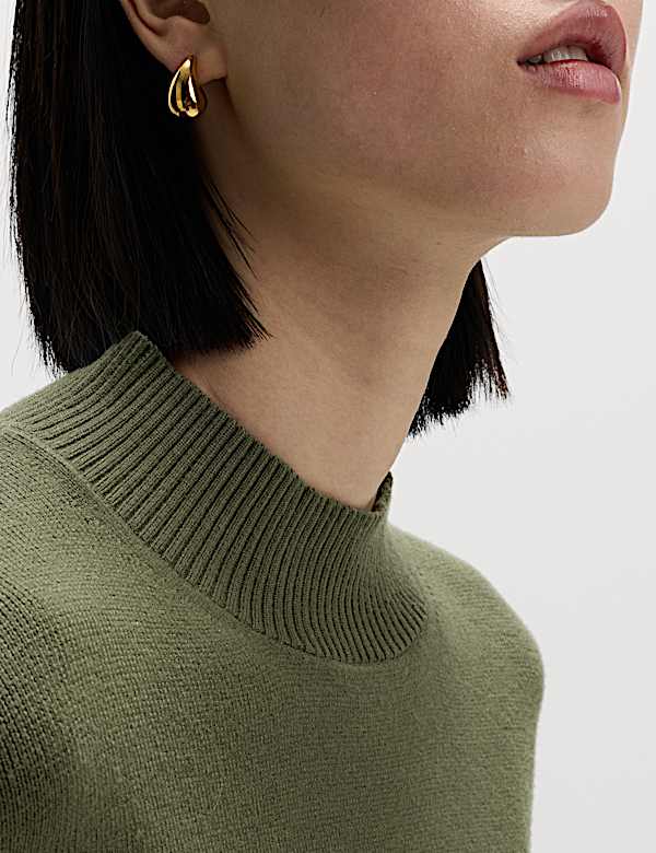 Soft Touch Funnel Neck Button Detail Jumper