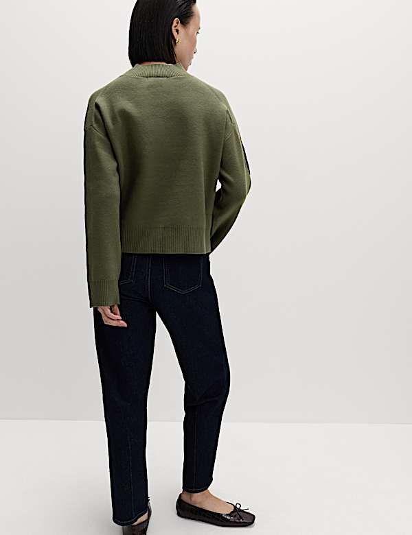 Soft Touch Funnel Neck Button Detail Jumper