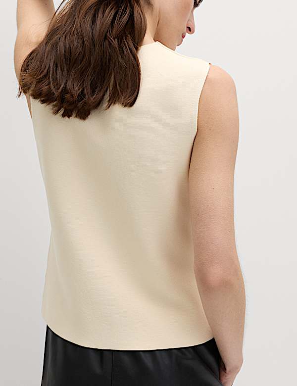 V-Neck Button Front Knitted Waistcoat - RS