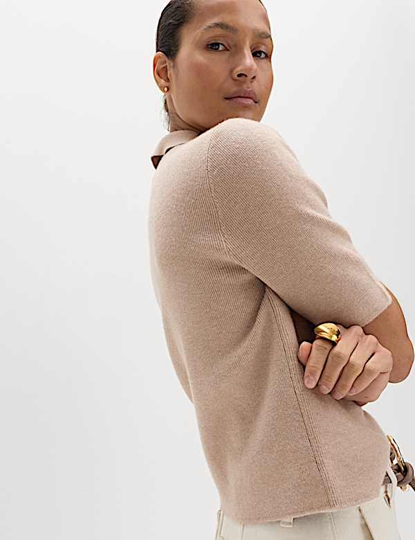 Collared Button Detail Cropped Cardigan - AU