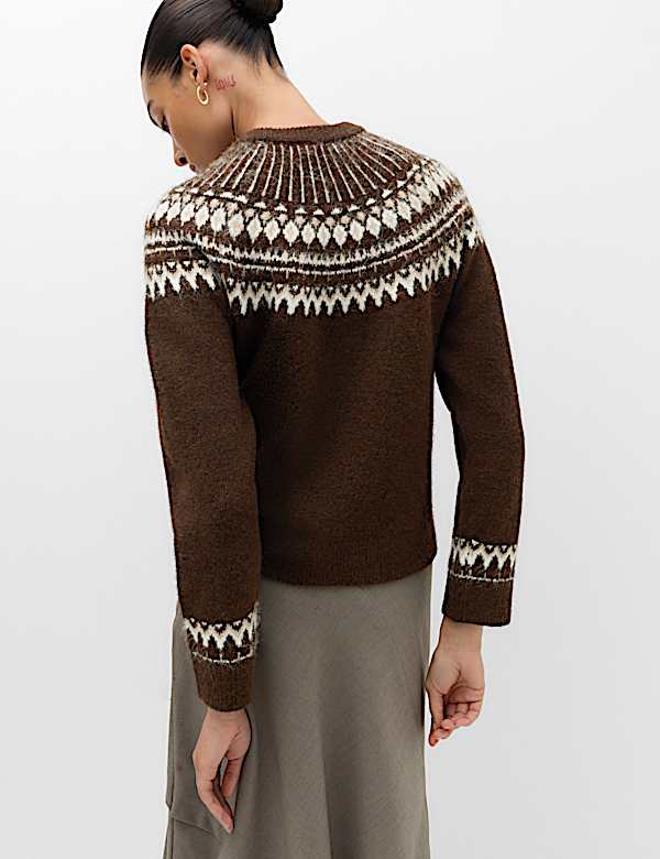 Fairisle Crew Neck Slim Fit Jumper with Wool - IS