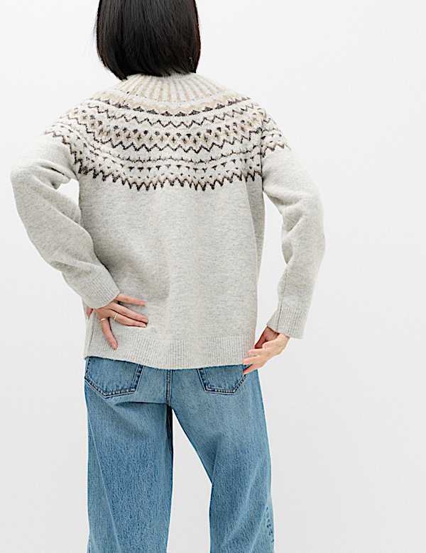 Fairisle Funnel Neck Christmas Jumper With Wool - KR