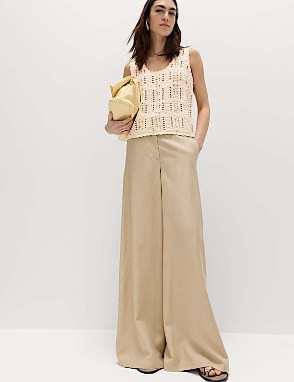 Pure Cotton Pointelle Knitted Vest - US