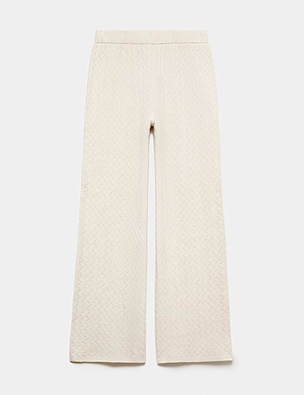 Cable Knit High Waisted Wide Leg Knitted Trousers - VN