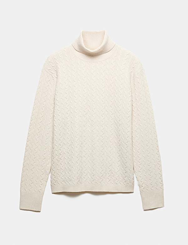 Cable Knit Roll Neck Relaxed Fit Jumper - TW