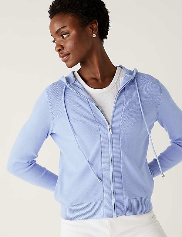 Soft Touch Textured Zip Up Relaxed Hoodie