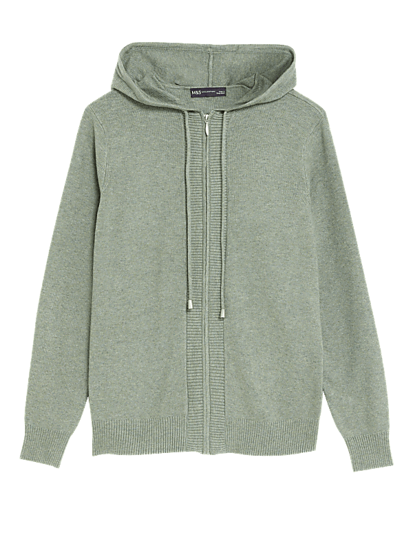 Soft Touch Textured Zip Up Relaxed Hoodie