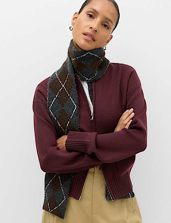 Zip Up Knitted Bomber Cardigan - CZ