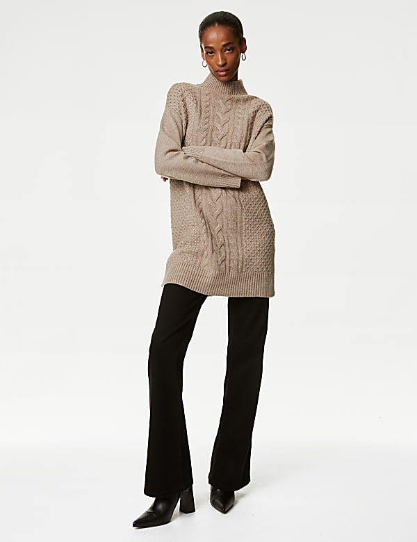 Lang geschnittener Pullover aus Merinowolle mit Cashmere - AT