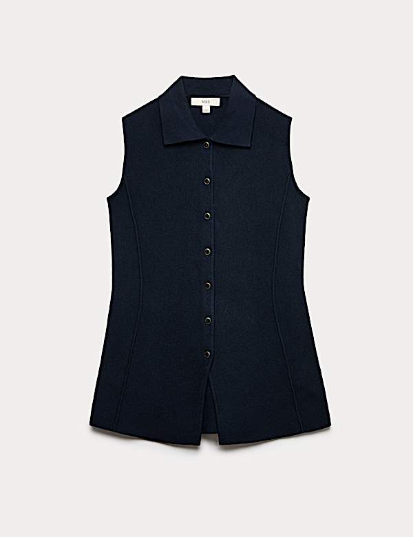 Soft Touch Longline Knitted Waistcoat - CZ
