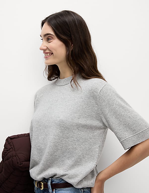 Air-Yarn Crew Neck Knitted Top - US