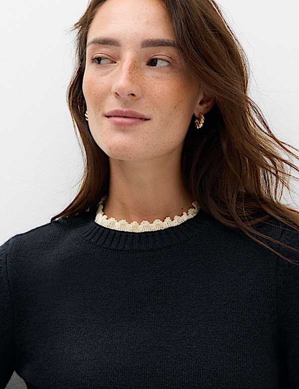 Lace Detail Crew Neck Jumper - KG