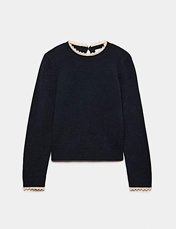 Lace Detail Crew Neck Jumper - KG