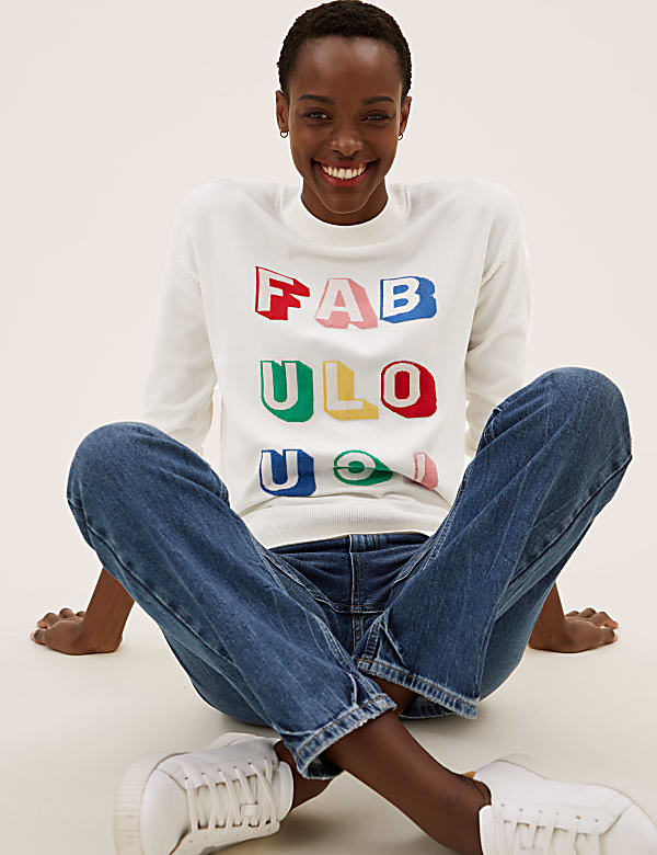 Soft Touch Fabulous Slogan Crew Neck Jumper