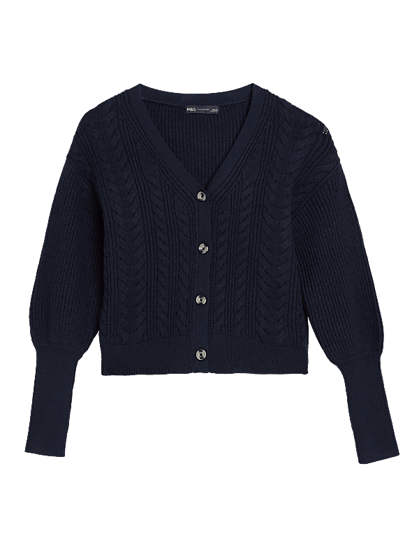 Soft Touch Cable Knit V-Neck Cardigan
