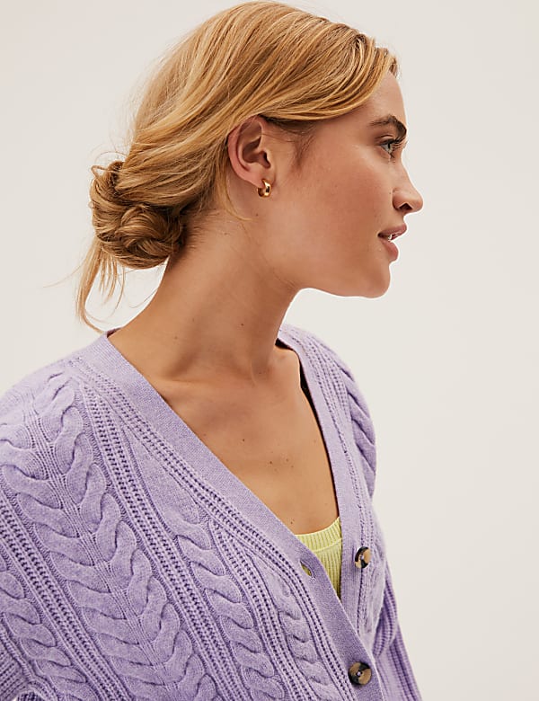 Soft Touch Cable Knit V-Neck Cardigan
