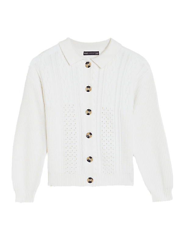 Soft Touch Cable Knit Collared Cardigan