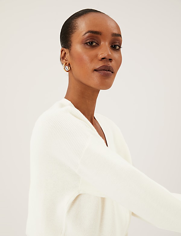 Soft Touch Ribbed V-Neck Relaxed Cardigan