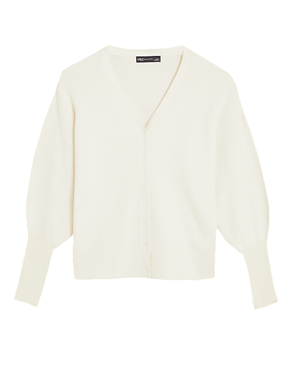 Soft Touch Ribbed V-Neck Relaxed Cardigan