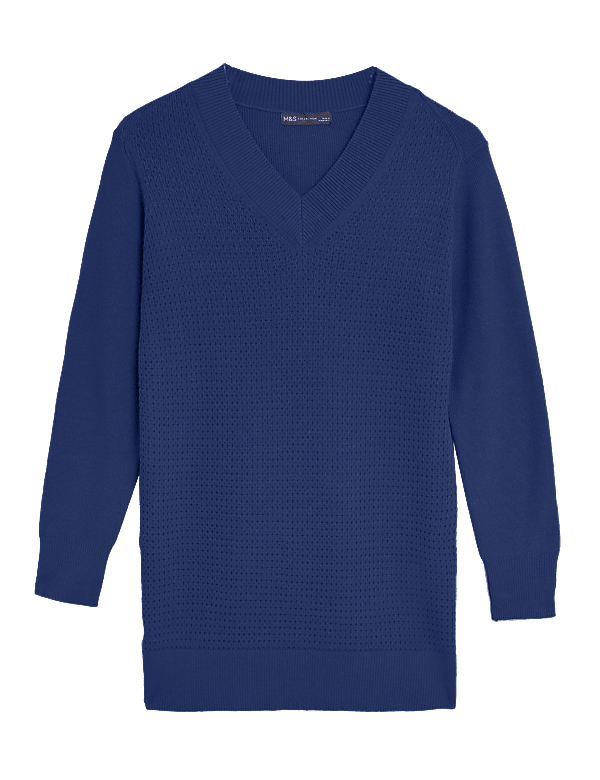 Soft Touch Textured V-Neck Relaxed Jumper