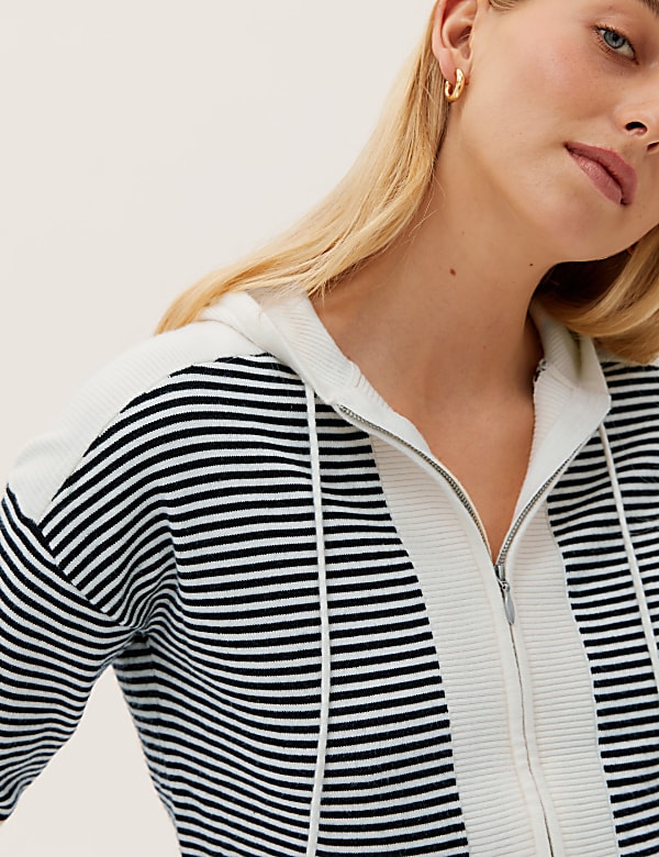 Soft Touch Striped Relaxed Hoodie
