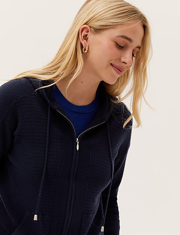 Soft Touch Textured Relaxed Zip Up Hoodie