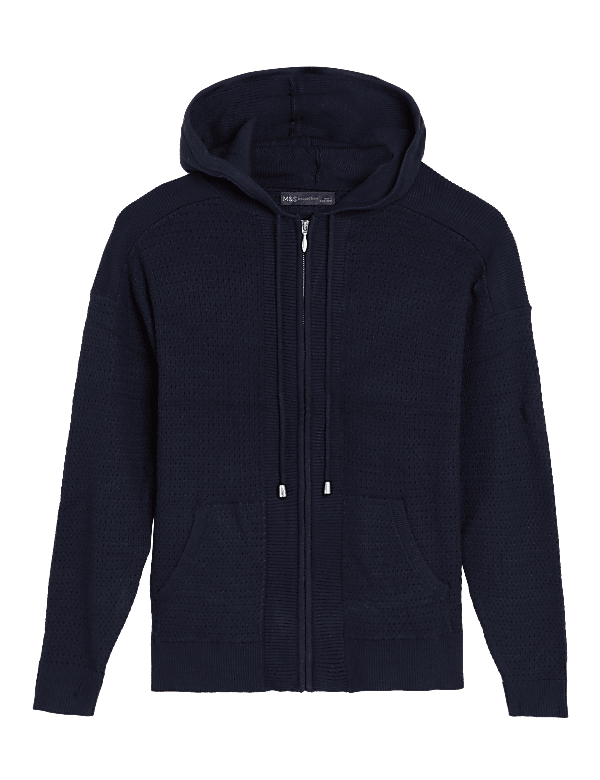 Buy Soft Touch Textured Relaxed Zip Up Hoodie at Marks & Spencer
