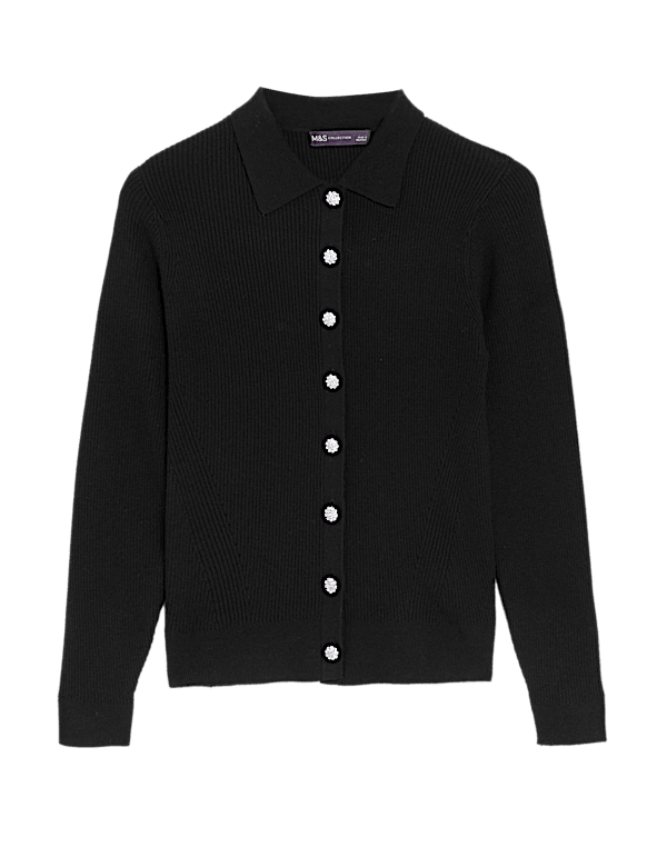 Ribbed Collared Cardigan