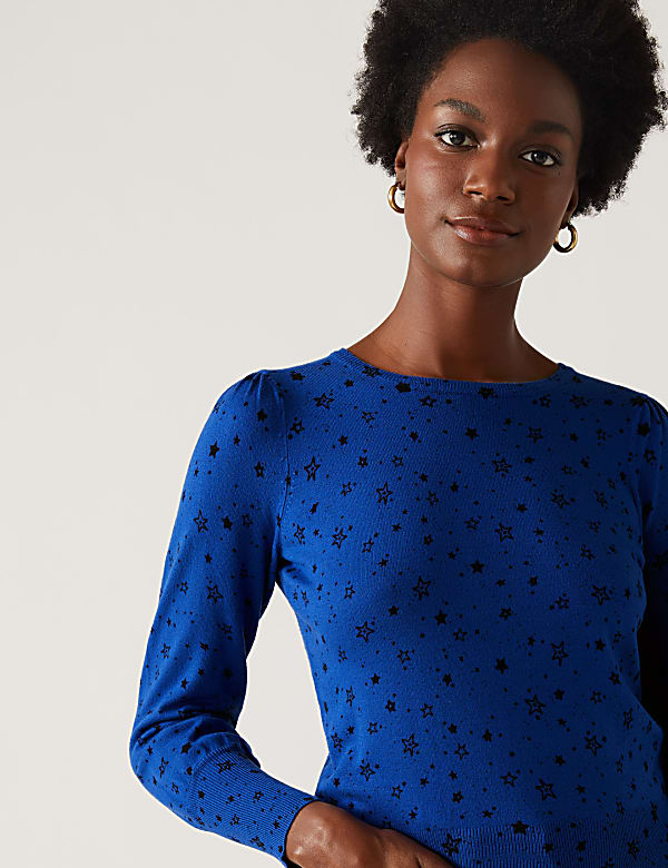 Star Print Crew Neck Jumper