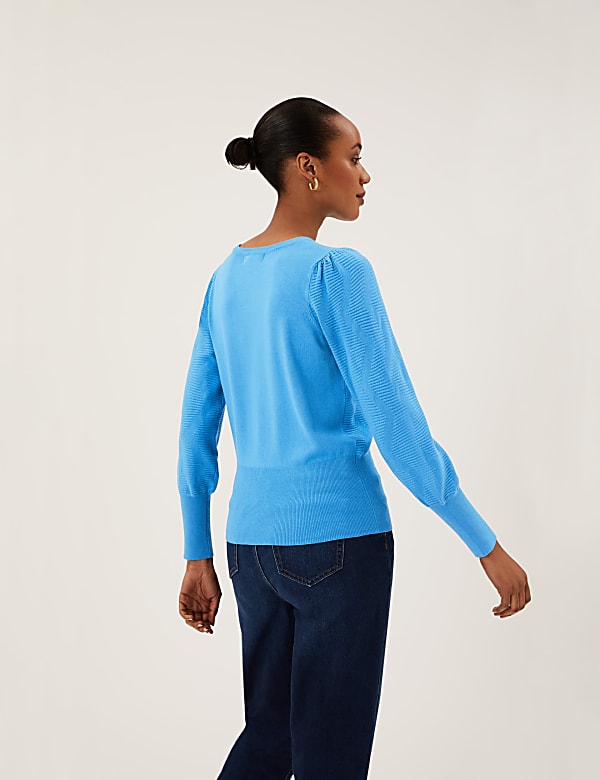 Textured Crew Neck Blouson Sleeve Jumper