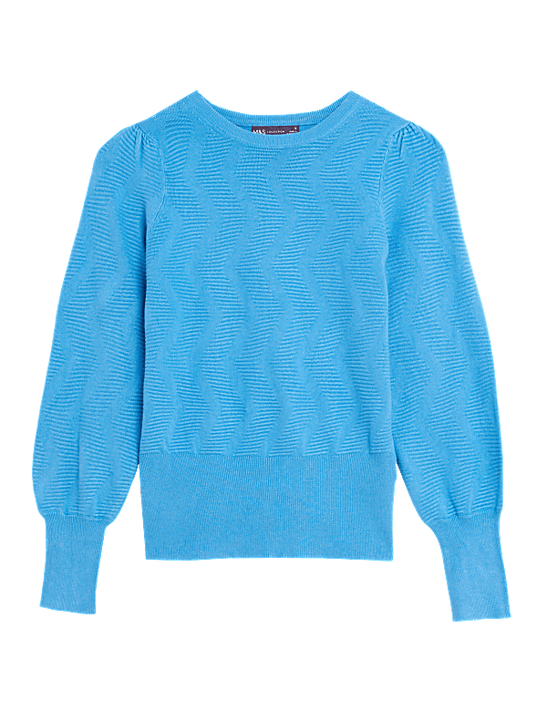 Textured Crew Neck Blouson Sleeve Jumper