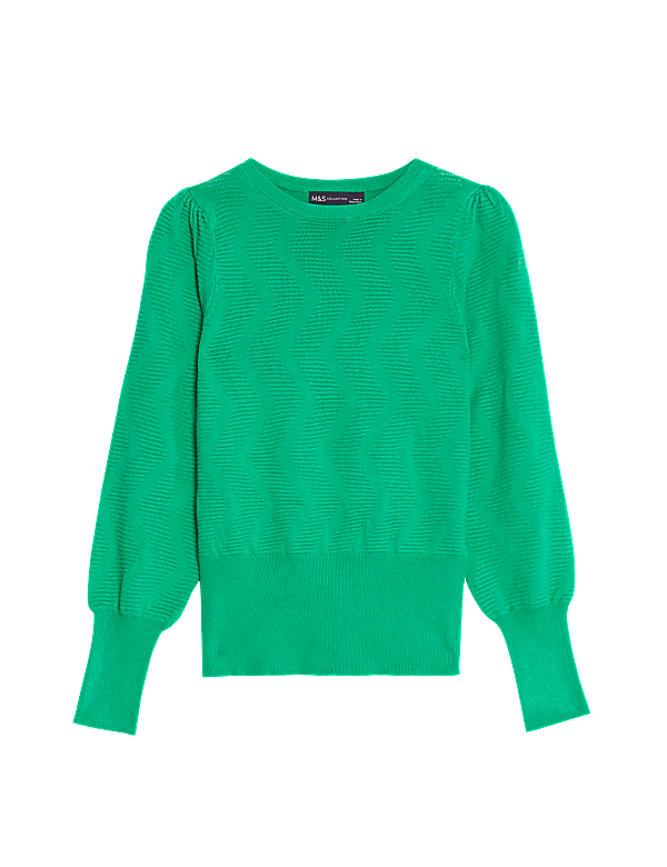 Textured Crew Neck Blouson Sleeve Jumper