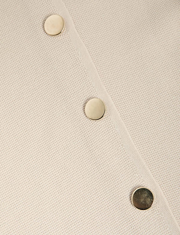 Textured Crew Neck Button Front Cardigan