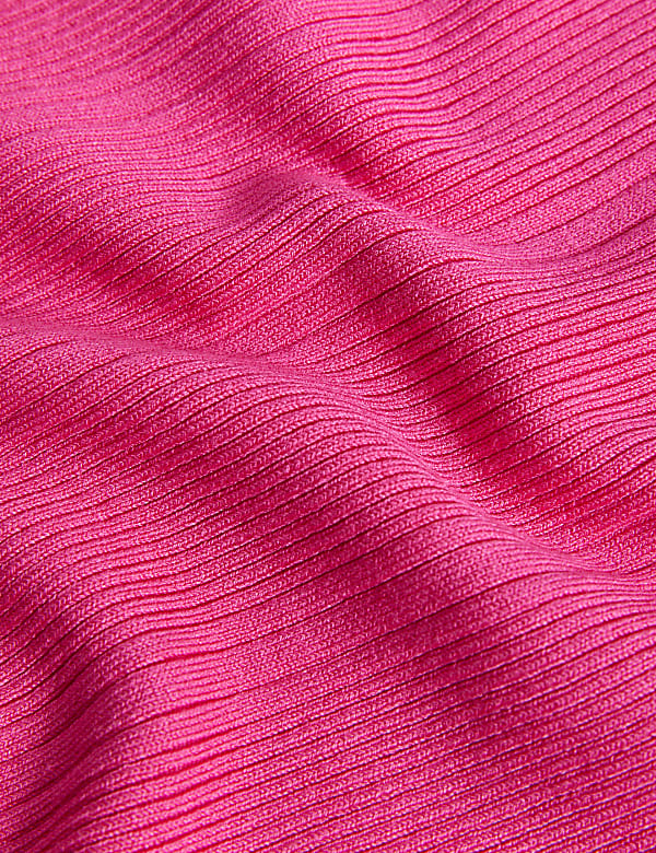 Ribbed Crew Neck Fitted Knitted Top