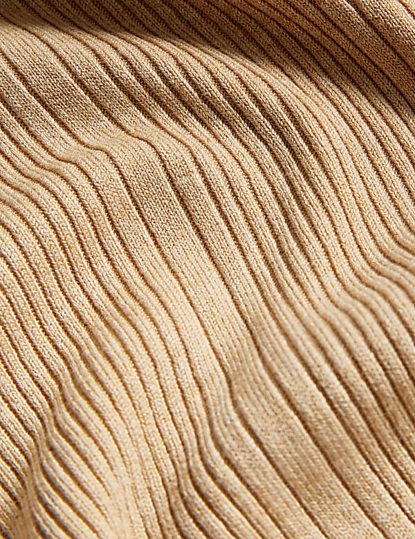 Ribbed Crew Neck Fitted Knitted Top