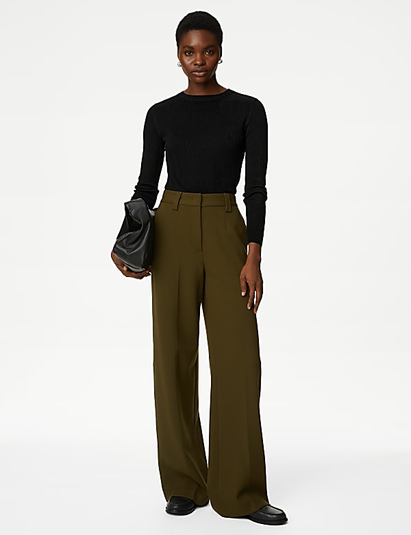 Ribbed Crew Neck Fitted Knitted Top - IT