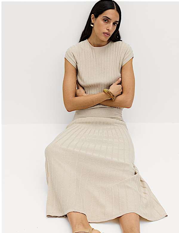 Sparkly Ribbed Knitted Maxi Skirt - AT