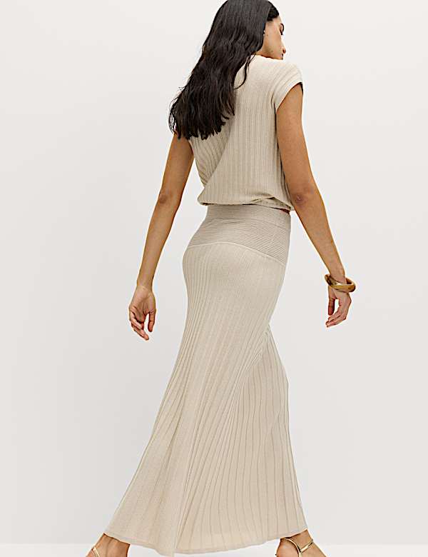 Sparkly Ribbed Knitted Maxi Skirt - AT