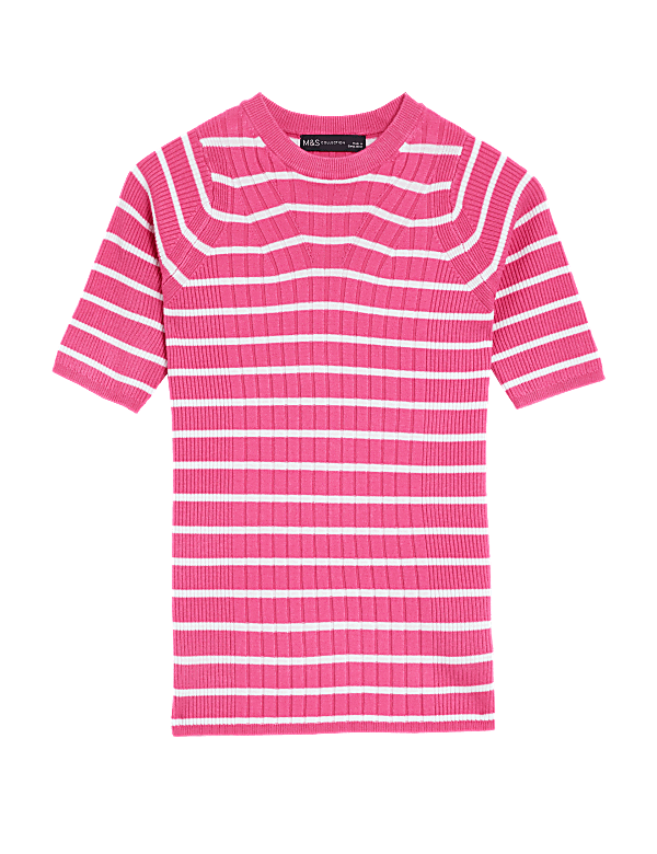 Striped Crew Neck Knitted Top