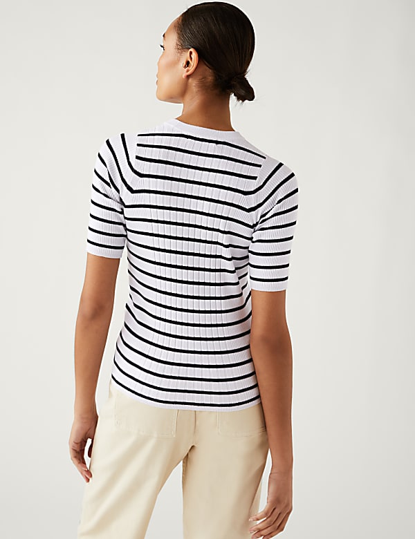 Striped Crew Neck Knitted Top
